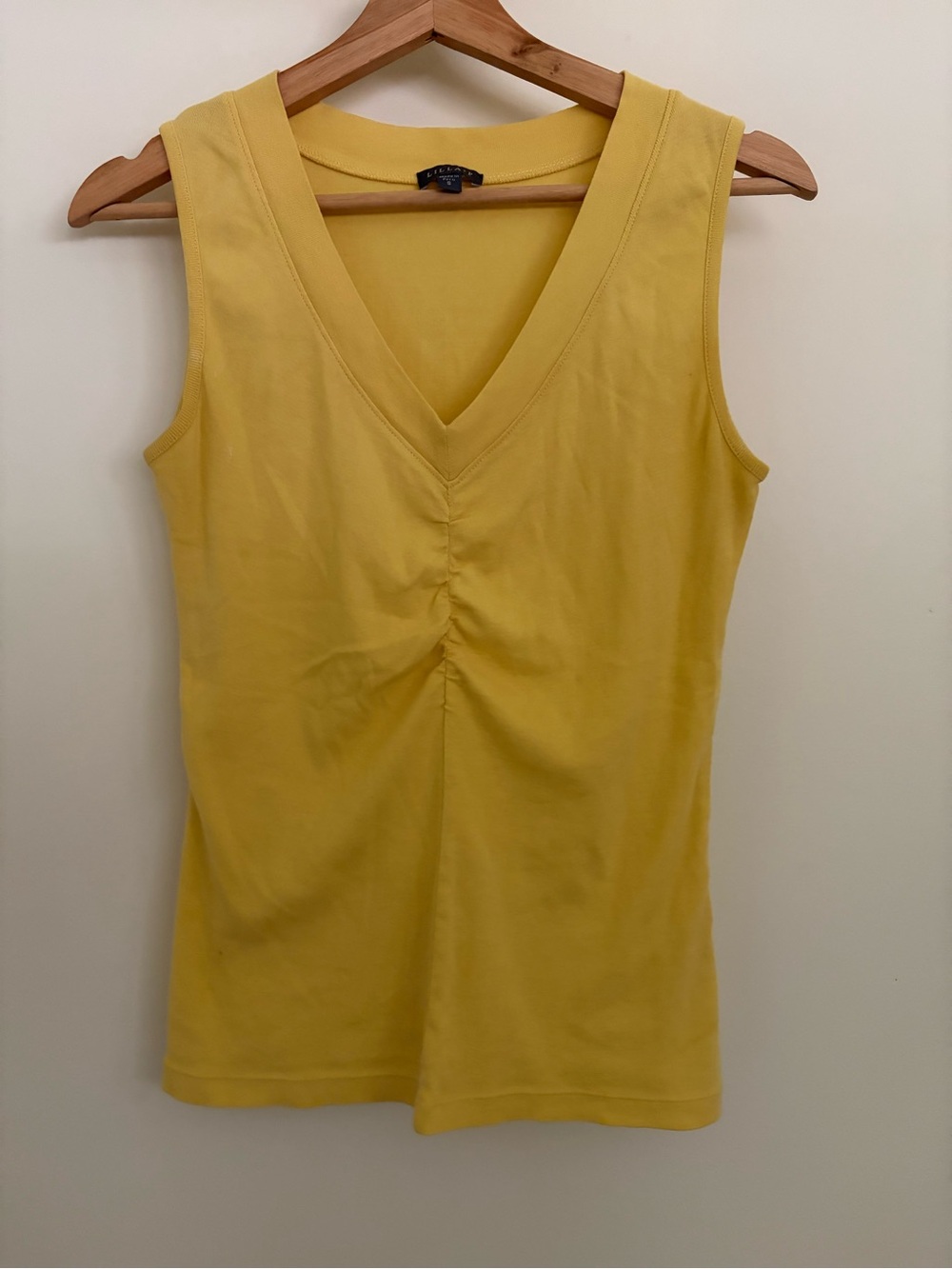Lilla P ruched yellow tank top
